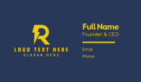 Yellow Thunderbolt Letter R  Business Card