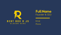 Yellow Thunderbolt Letter R  Business Card