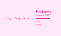 Pink Childish Wordmark Business Card