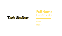Yellow Handwritten Font Business Card