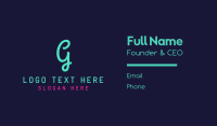 Cursive Blue Neon G Business Card