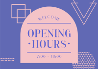 New Opening Hours Postcard