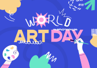 Quirky World Art Day Postcard