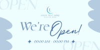 We're Open Now Twitter Post