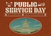 Retro Minimalist Public Service Day Postcard