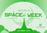 Retro Minimalist Space Week Postcard Design