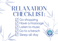 Nature Relaxation List Postcard