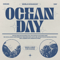 Retro Ocean Day Instagram Post Design