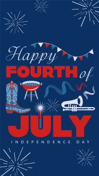 4th of July Illustration Instagram Reel Image Preview