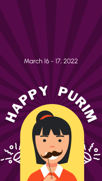 Girl Attending Purim Facebook Story