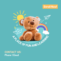 Daycare Center Teddy Bear Instagram Post Design