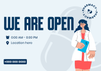 Open Pharmacy Postcard Design