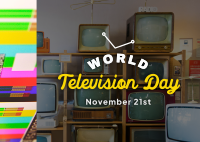 Rustic TV Day Postcard Design