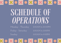 Floral Operating Hours Postcard Design