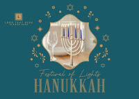 Celebrate Hanukkah Family Postcard