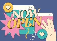 Retro Now Open Postcard