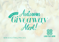 Autumn Giveaway Alert Postcard