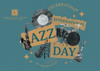 Retro Jazz Day Postcard