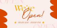 We're Open Now Twitter Post