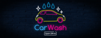 Neon sign Car wash Facebook Cover