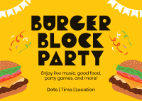 Burger Block Party Postcard Design