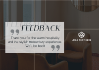 Minimalist Hotel Feedback Postcard