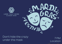 Mardi Gras Two Mask Postcard