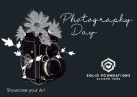 Old Camera and Flowers Postcard Image Preview