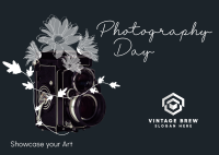 Old Camera and Flowers Postcard Image Preview