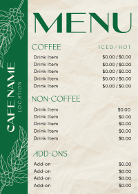 Minimalist Coffee Menu Menu