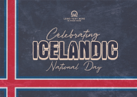 Geometric Icelandic National Day Postcard Design