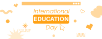 Playful Cute Education Day Facebook Cover Image Preview