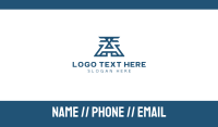 Blue Letter A Outline Business Card Design