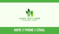 Green Organic Leaf Letter N Business Card Design