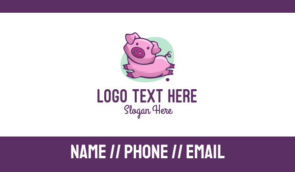 Cute Pink Pig Business Card Design