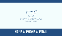 Blue Cursive Letter F Business Card Image Preview