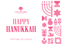 Happy Hanukkah Pattern Postcard