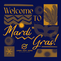 Mardi Gras Mask Welcome Instagram Post