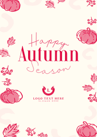 Leaves and Pumpkin Autumn Greeting Poster