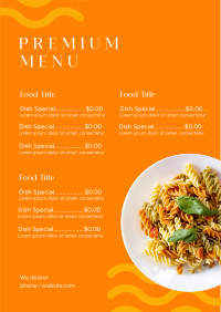 Pasta Menu example 1