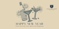 New Year Cheers Twitter Post Design