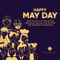 Happy May Day Workers Linkedin Post Design