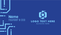 Modern Blue Hexagon Business Card Design