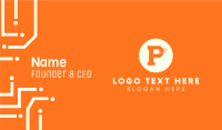 Orange Price Tag Letter P Business Card Design