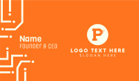 Orange Price Tag Letter P Business Card