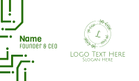 Green Organic Wreath Lettermark Business Card