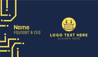 Yellow Face Mask Emoticon Business Card Design