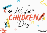 Children Day Doodle Postcard Image Preview