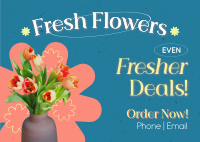 Fresh Flowers Sale Postcard Image Preview