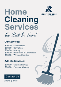 Home Cleaning Services Menu